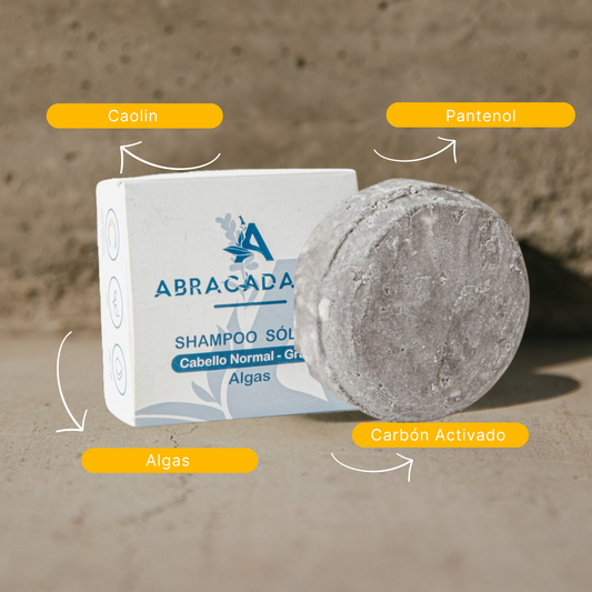 Shampoo Sólido Cabello Normal Graso Algas y Carbón Activado Abracadabra