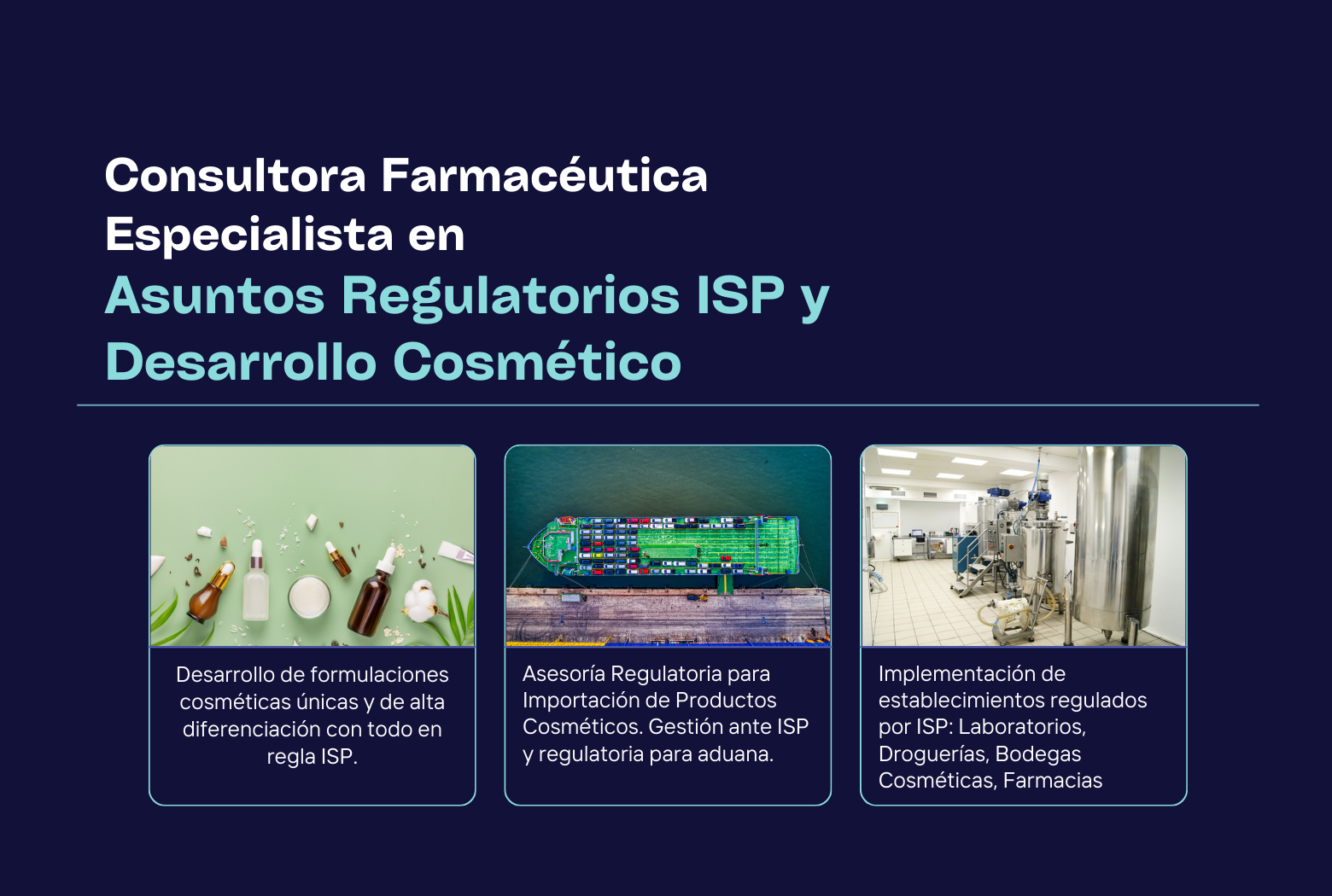 Asesoría profesional para registro ISP, desarrollo cosmético e importación de productos a Chile por  QF Clara Valenzuela